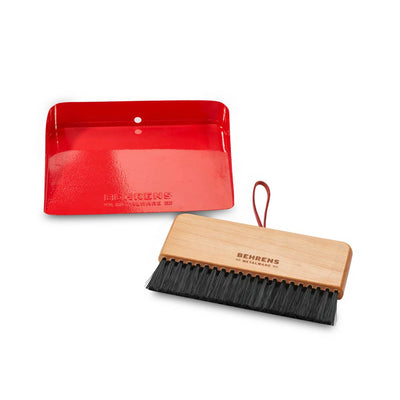 Behrens Portable Rectangular Galvanized Steel Dustpan and Brush Broom Set, Red