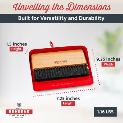 Behrens Rectangular Galvanized Steel Dustpan and Brush Broom Set, Red (Open Box) - VMInnovations