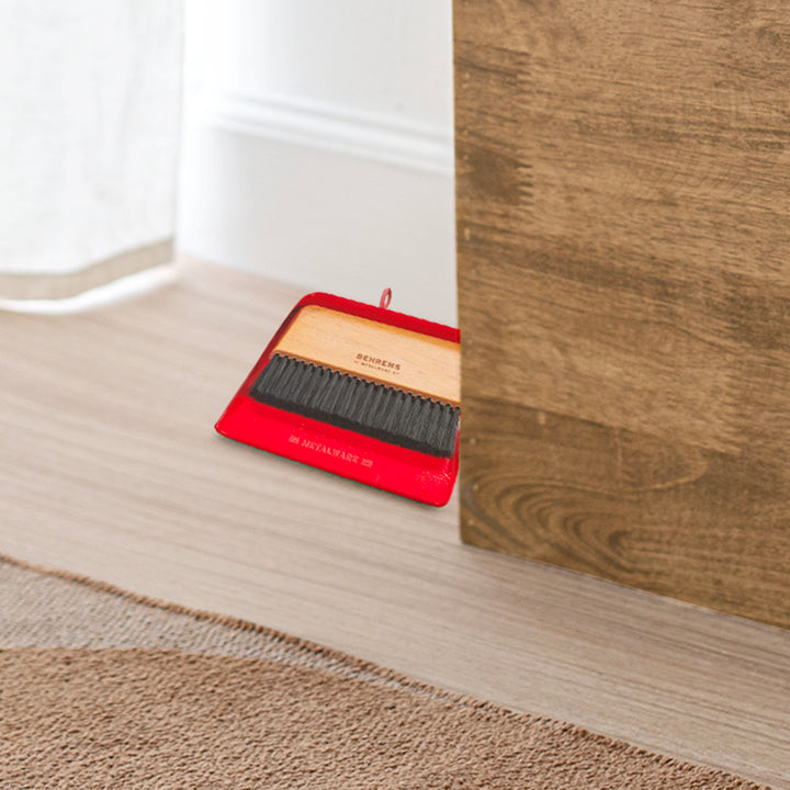 Behrens Rectangular Galvanized Steel Dustpan and Brush Broom Set, Red (Open Box)
