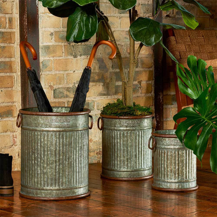 Behrens Versatile Durable 2.5 Gallon Galvanized Steel Planter Can, Steel Gray - VMInnovations