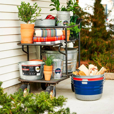 Behrens 9 Gal Galvanized Steel Utility Basket w/Wire Handle & Rim, Red(Open Box) - VMInnovations