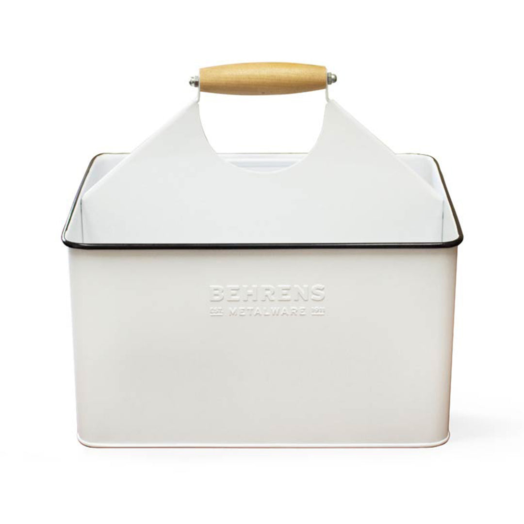 Behrens Versatile 11.5 Inch Rectangular Steel Partitioned Cleaning Caddy, White - VMInnovations
