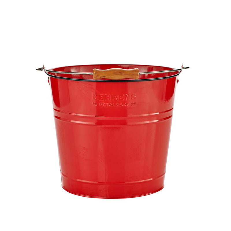 Behrens 2.75 Gallon Round Galvanized Steel Cleaning Pail with Wood Handle, Red