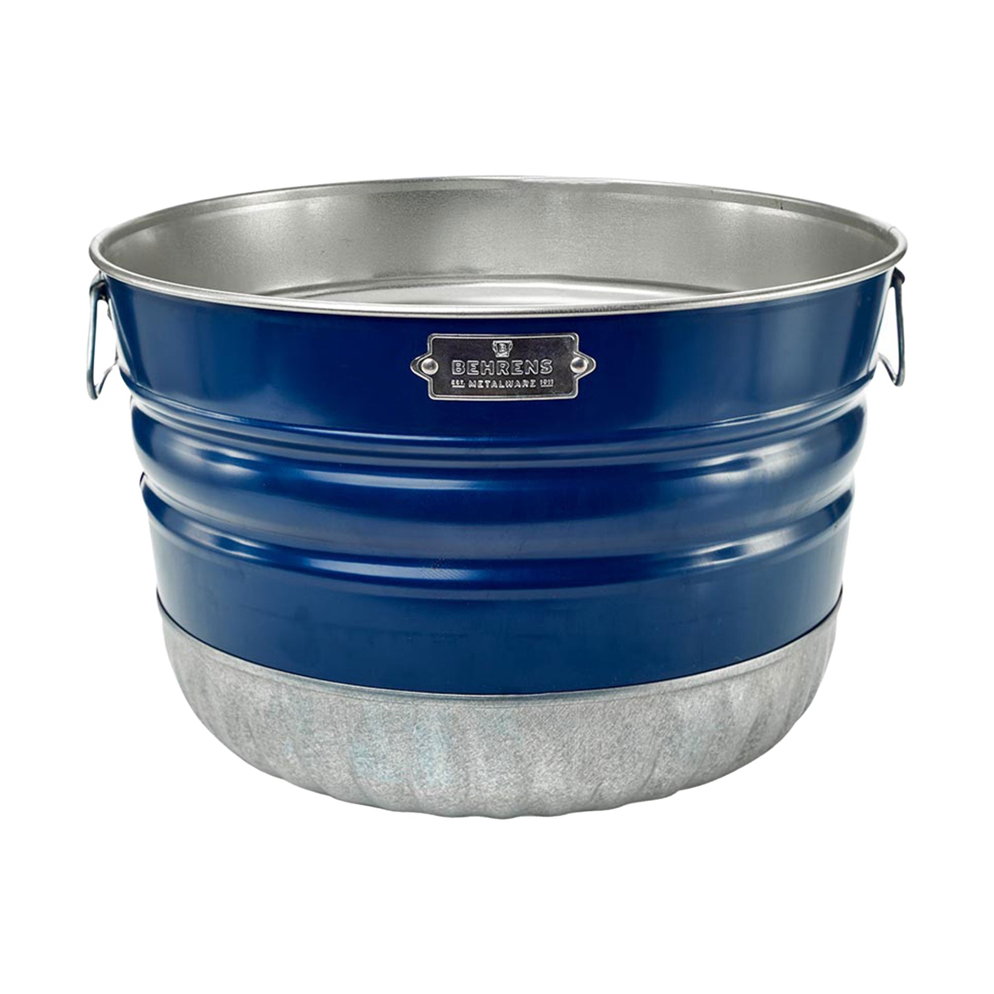 Behrens 9 Gal Galvanized Steel Utility Basket with Wire Handle, Navy Blue Bushel - VMInnovations