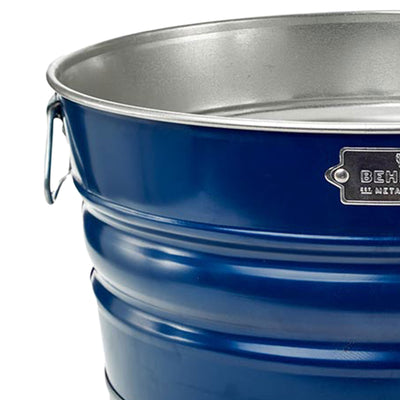 Behrens 9 Gal Galvanized Steel Utility Basket with Wire Handle, Navy Blue Bushel - VMInnovations