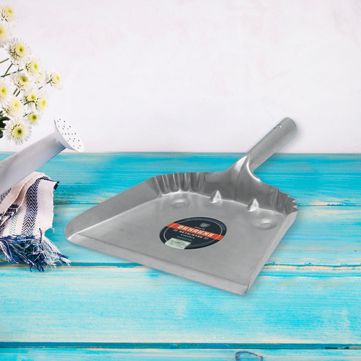 Behrens Portable Home Rectangular Galvanized Steel Corrugated Dustpan, Silver - VMInnovations