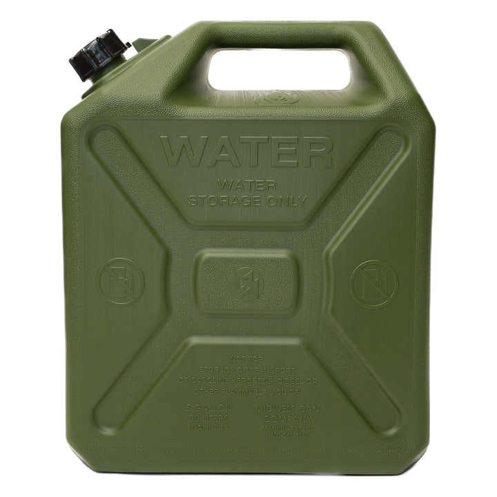 Midwest Can Heavy Duty 5 Gallon Military Style Water Can for Camping, Green