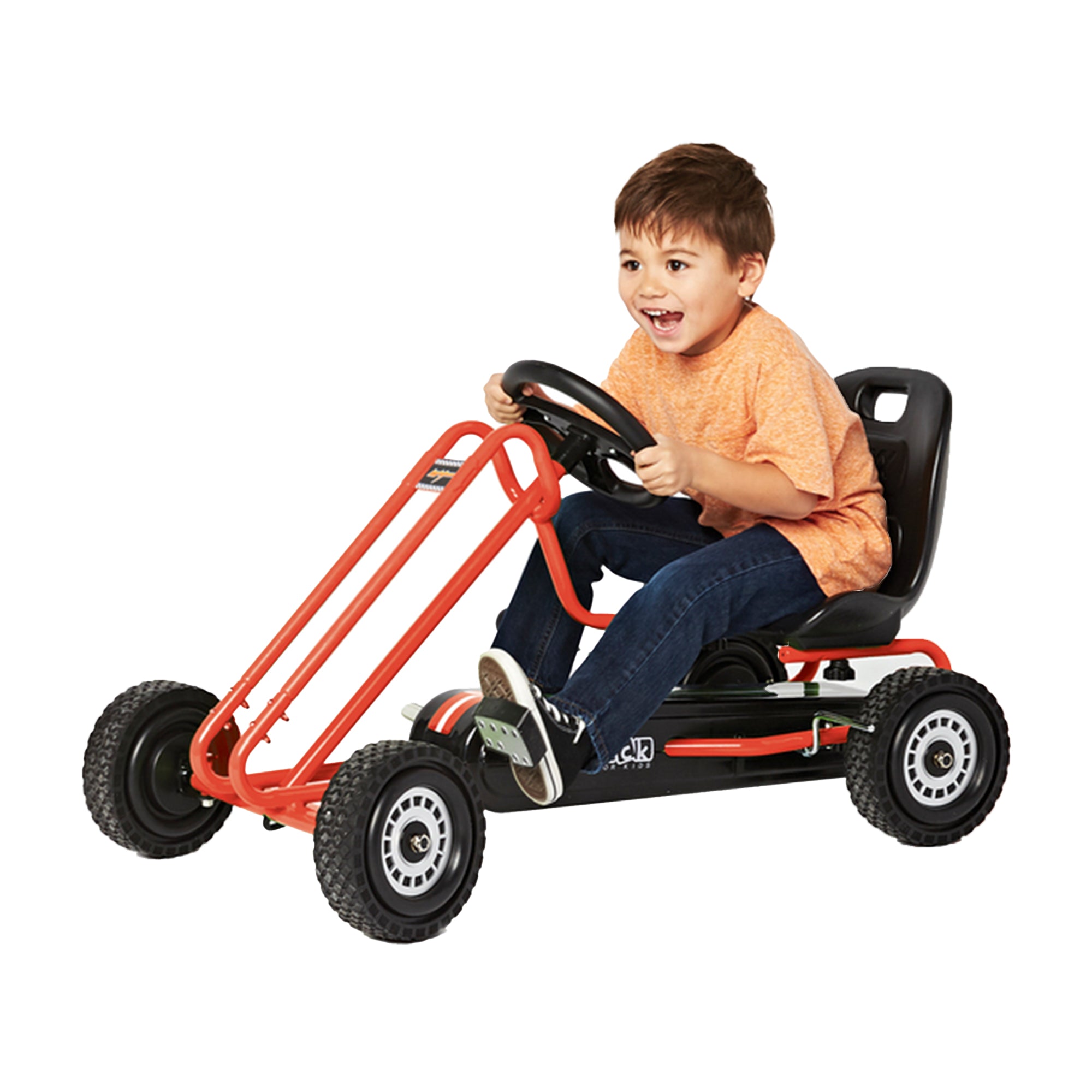 hauck Ergonomic Pedal Ride On Go Kart Toys for Boys & Girls Ages 4 to 8, Orange - VMInnovations