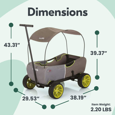 hauck Eco Wagon with Multipurpose Hand Pulled Utility & Easy Fold Feature, Green