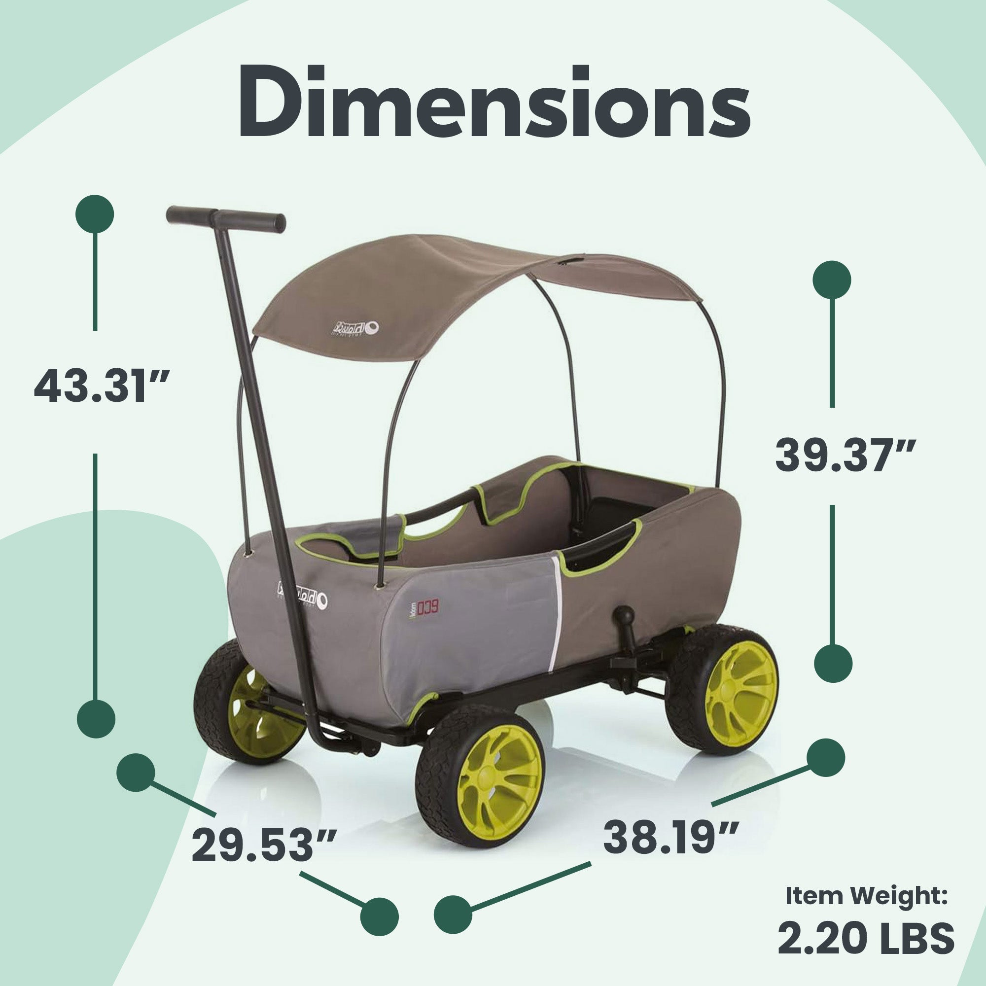 hauck Eco Wagon W/Multipurpose Hand Pulled Utility & Easy Fold Feature(Open Box)