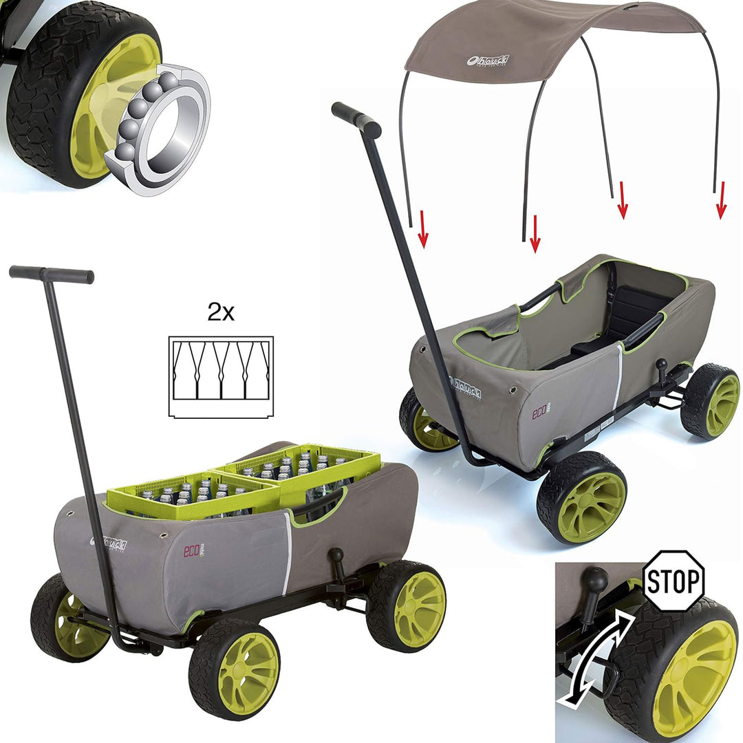 hauck Eco Wagon W/Multipurpose Hand Pulled Utility & Easy Fold Feature(Open Box)