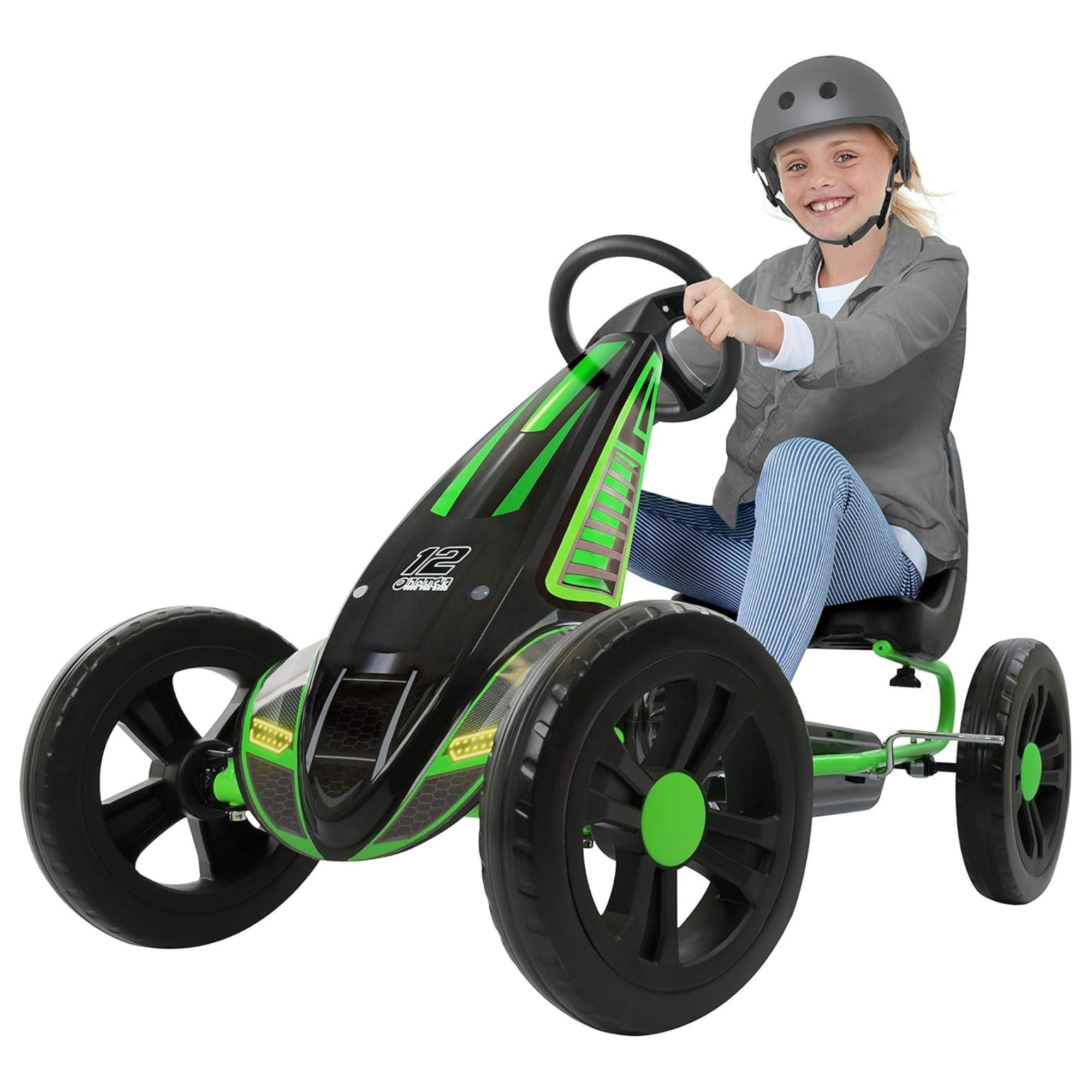 hauck Cyclone Junior Racing Go Kart, 12” Rims and Race Style Pedals (Open Box) - VMInnovations