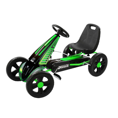 hauck Cyclone Junior Racing Go Kart, 12” Rims and Race Style Pedals, Lime Green - VMInnovations