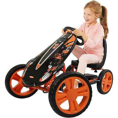 hauck Speedster Pedal Car w/ 3 Way Adjustable Bucket Seat & Steel Frame, Orange