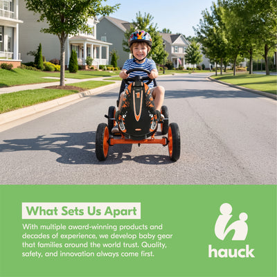 hauck Speedster Pedal Car w/ 3 Way Adjustable Bucket Seat & Steel Frame, Orange - VMInnovations