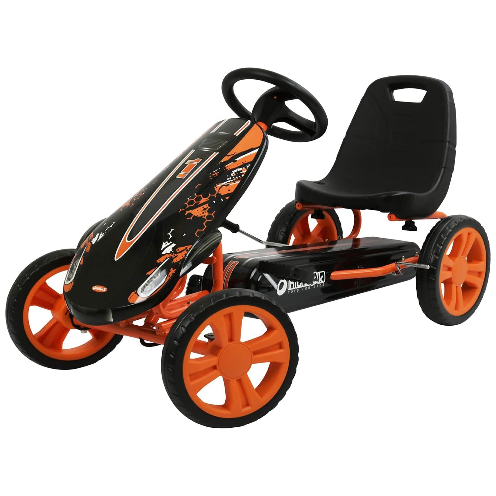 hauck Speedster Pedal Car w/ 3 Way Adjustable Bucket Seat & Steel Frame, Orange - VMInnovations