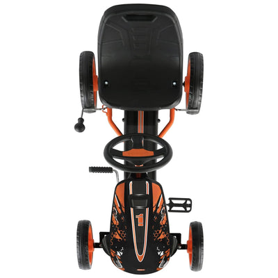 hauck Speedster Pedal Car w/ 3 Way Adjustable Bucket Seat & Steel Frame, Orange - VMInnovations