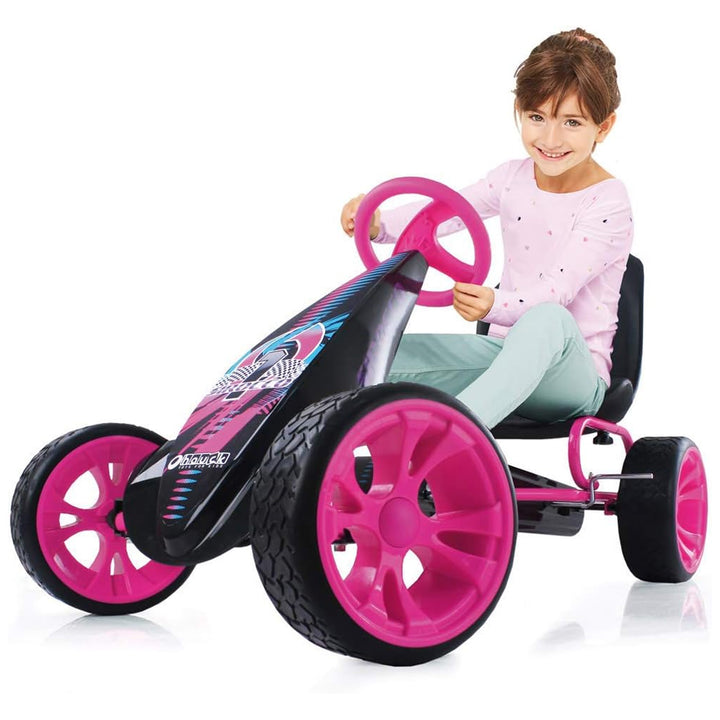 hauck Sirocco Racing Clutch Free Go Kart with Low Profile Rubber Tires, Pink