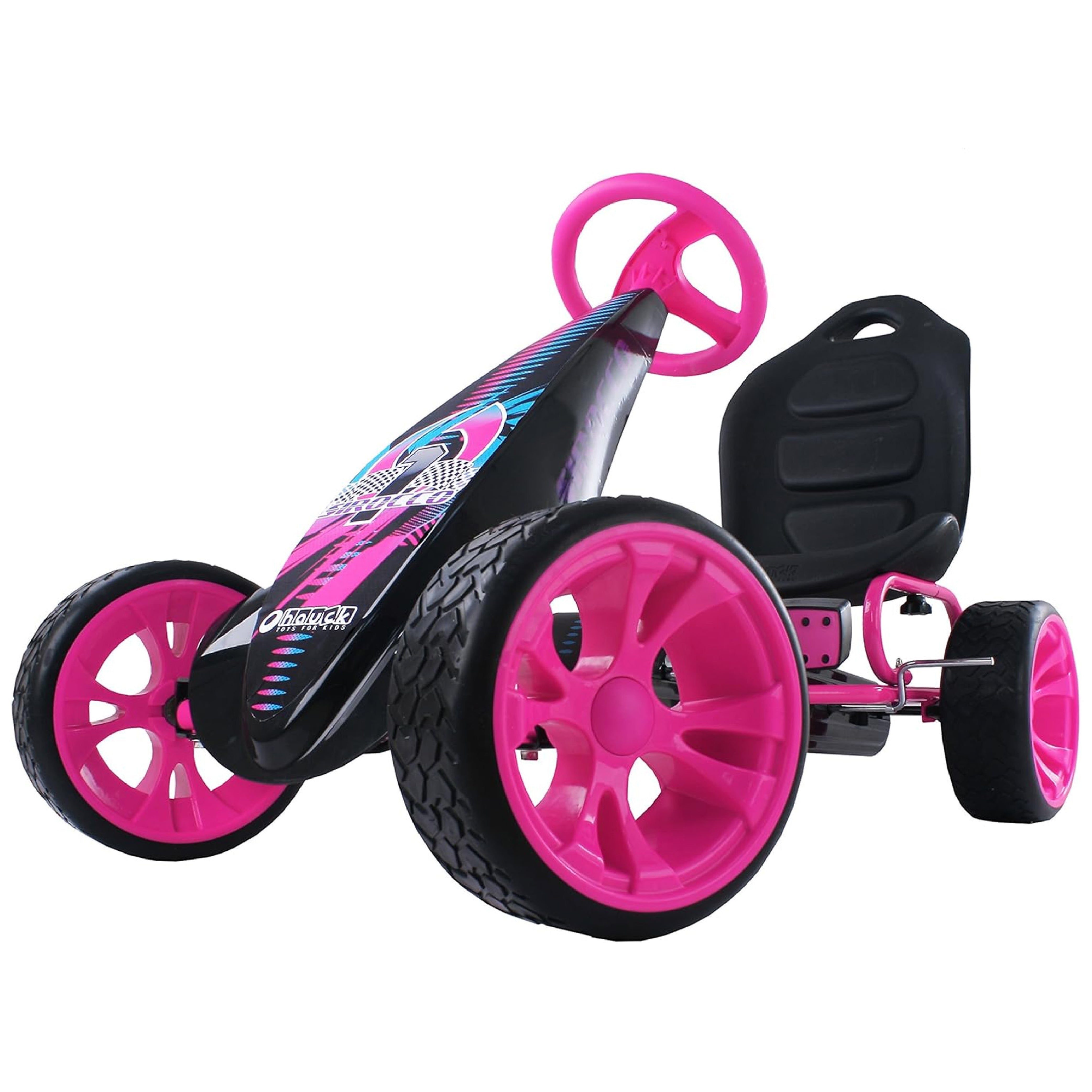 hauck Sirocco Racing Clutch Free Go Kart with Low Profile Rubber Tires, Pink - VMInnovations