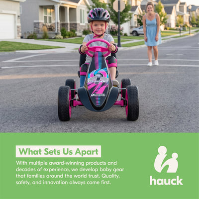 hauck Sirocco Racing Clutch Free Go Kart with Low Profile Rubber Tires, Pink - VMInnovations