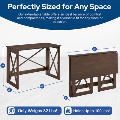MECO Stakmore Stylish Versatile Folding Desk with Built In Outlets, Espresso - VMInnovations