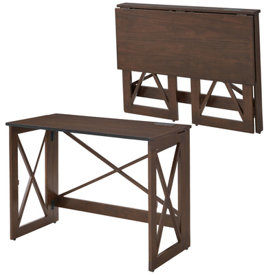 MECO Stakmore Stylish Versatile Folding Desk with Built In Outlets, Espresso - VMInnovations