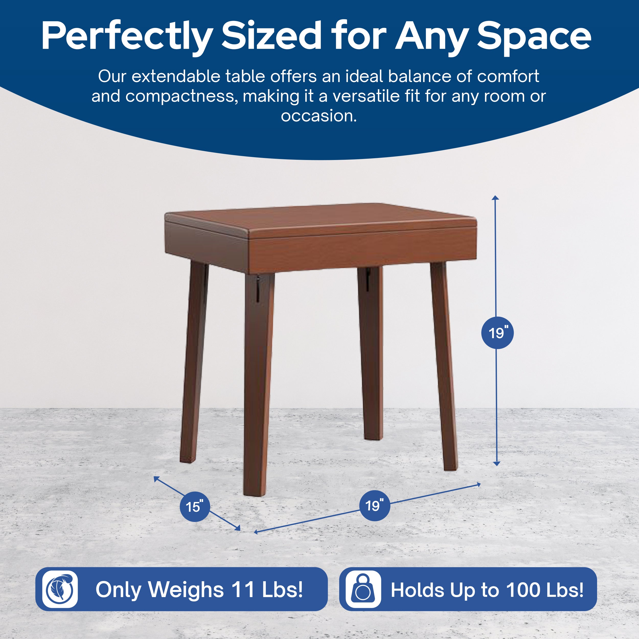 Stakmore Wooden Folding End Table, No Assembly, Fruitwood, 19 x 15 x 19 in