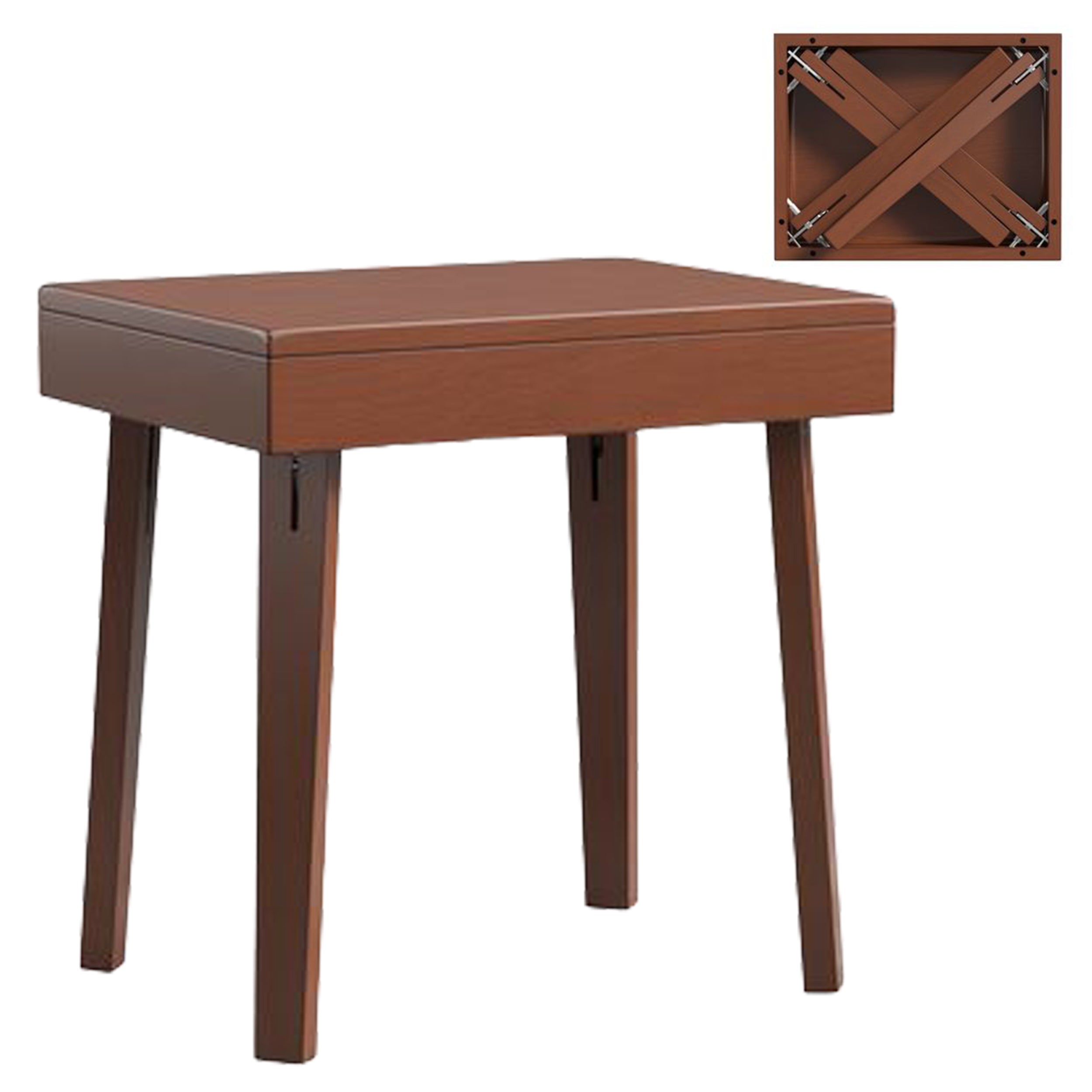 Stakmore Wooden Folding End Table, No Assembly, Fruitwood, 19 x 15 x 19 in