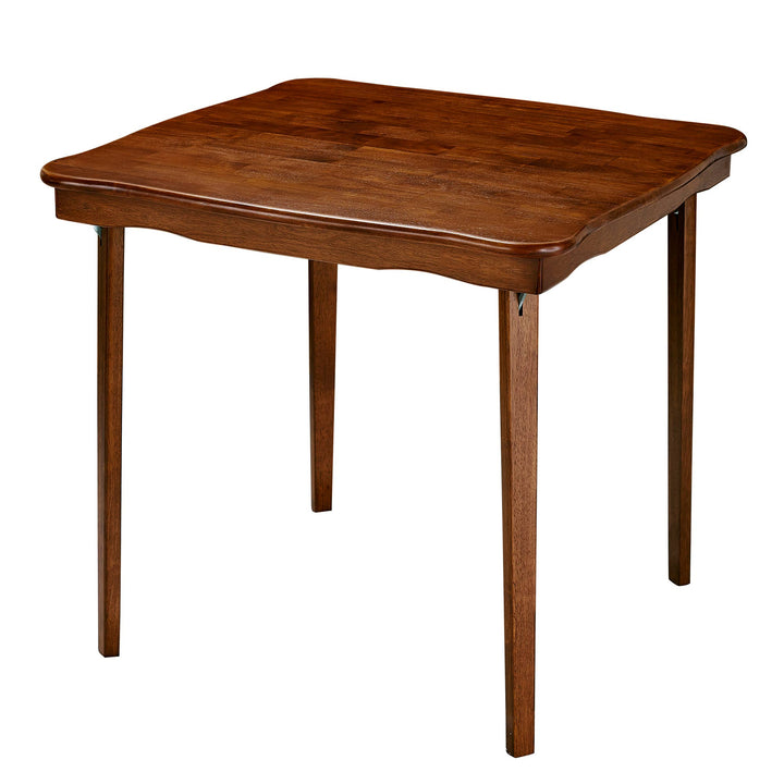 MECO Stakmore Scalloped Edge Compact Traditional Folding Table, Cherry (Used)