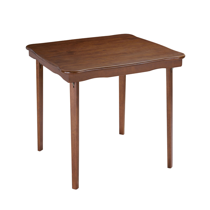 MECO Stakmore Scalloped Edge Compact Traditional Folding Card Table, Fruitwood