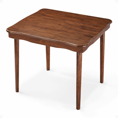 MECO Stakmore Scalloped Edge Compact Traditional Folding Card Table, Fruitwood
