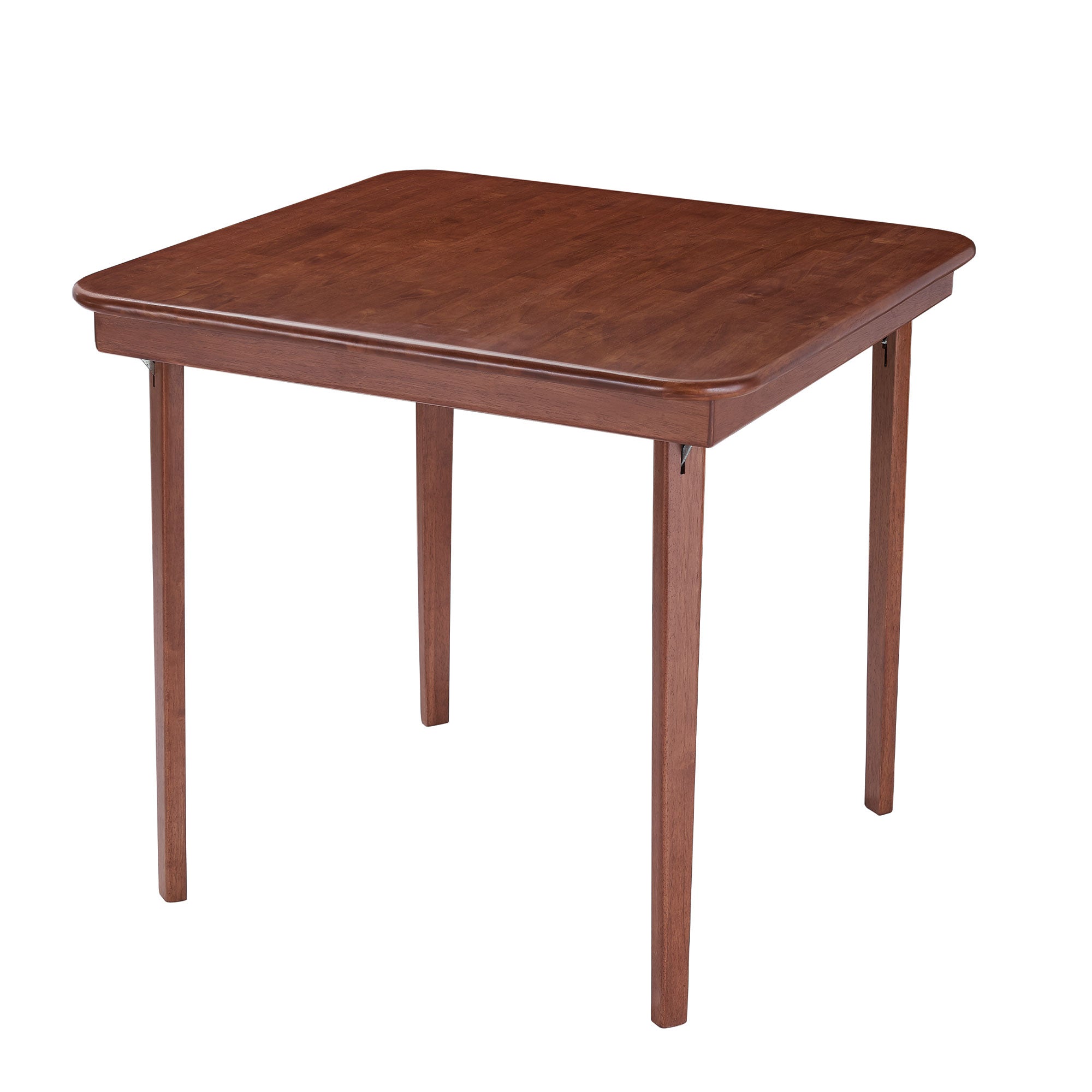 MECO Classic Straight Edge Solid Wood Folding Card Table, Cherry Frame (Used)
