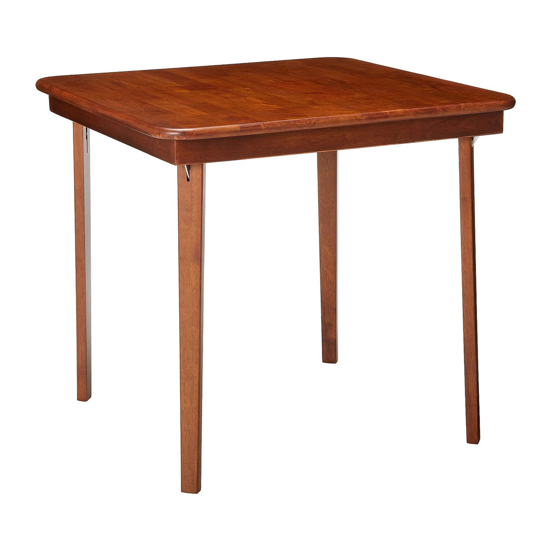 MECO Stakmore Classic Straight Edge Solid Wood Folding Card Table, Cherry Frame