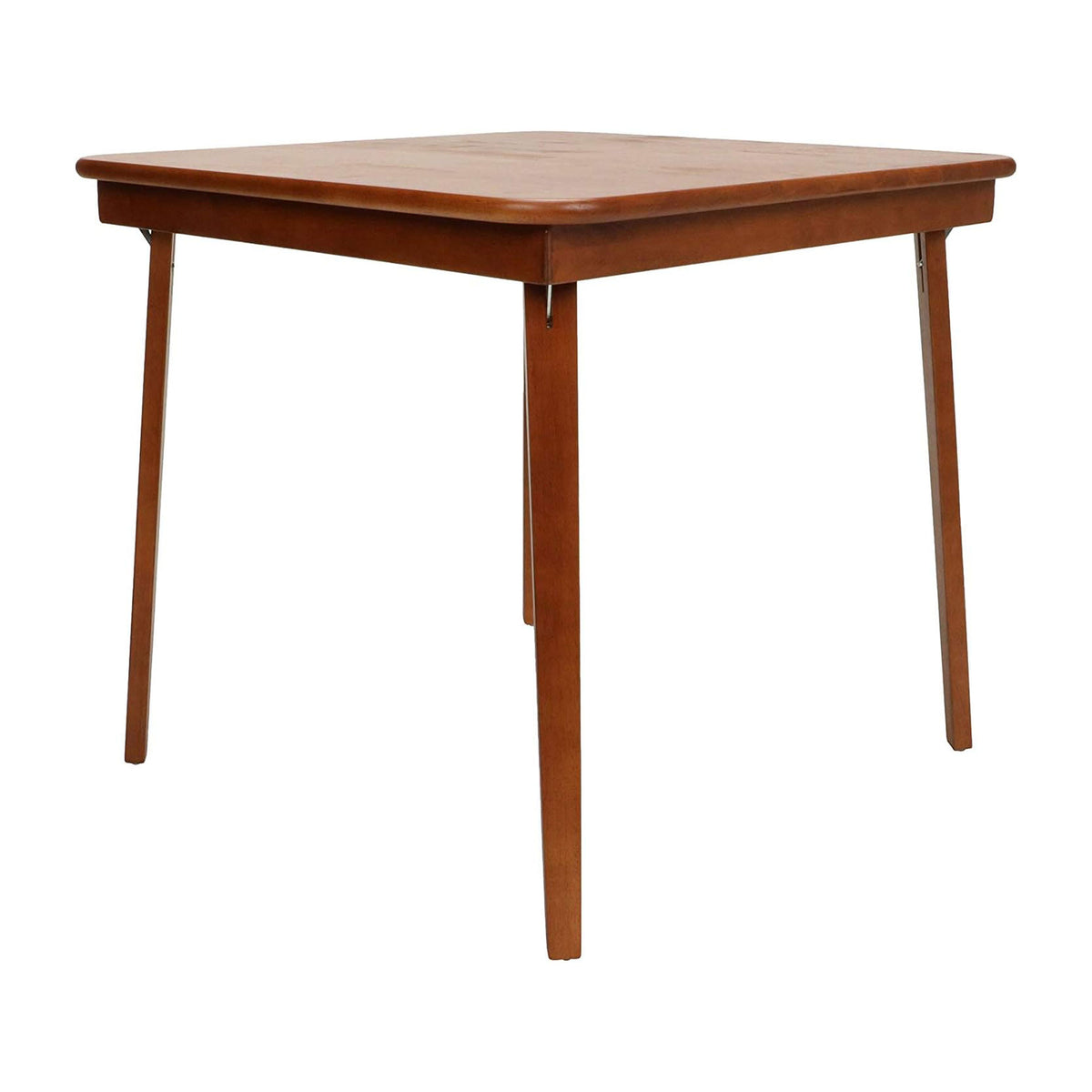 MECO Stakmore Urn Wood Upholstered Seat Folding Chairs and Folding Card Table
