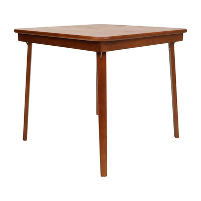 MECO Classic Straight Edge Solid Wood Folding Card Table, Cherry Frame (Used)