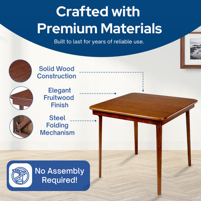 MECO Stakmore Folding Dining Chairs with Padded Seats and Folding Card Table