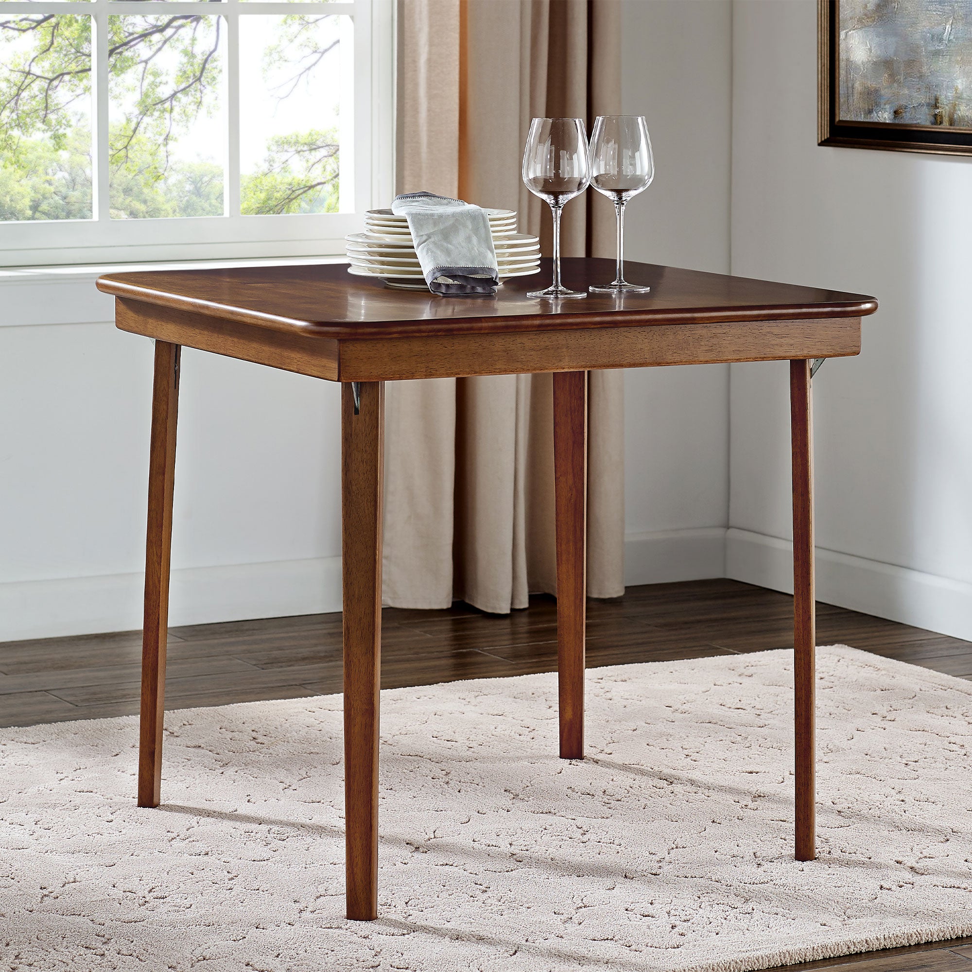 MECO Classic Straight Edge Wood Folding Card Table, Fruitwood Frame (For Parts) - VMInnovations