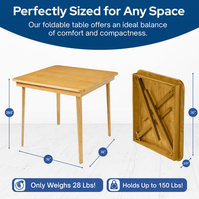 MECO Stakmore Classic Straight Edge Solid Wood Folding Card Table, Oak (Used)