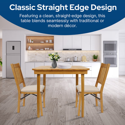 MECO Stakmore Classic Straight Edge Solid Wood Folding Card Table, Oak (Used) - VMInnovations