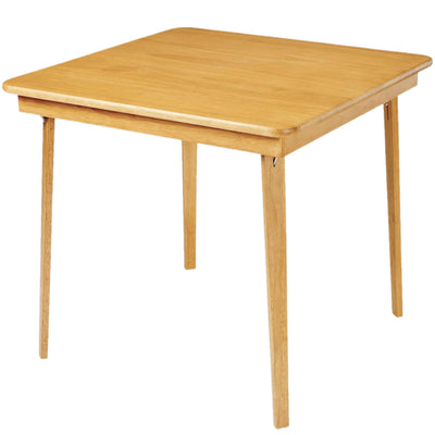 MECO Stakmore Classic Straight Edge Solid Wood Folding Card Table, Oak (Used)
