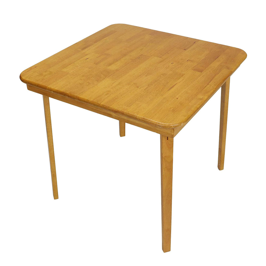 MECO Stakmore Classic Straight Edge Solid Wood Folding Card Table, Oak Frame