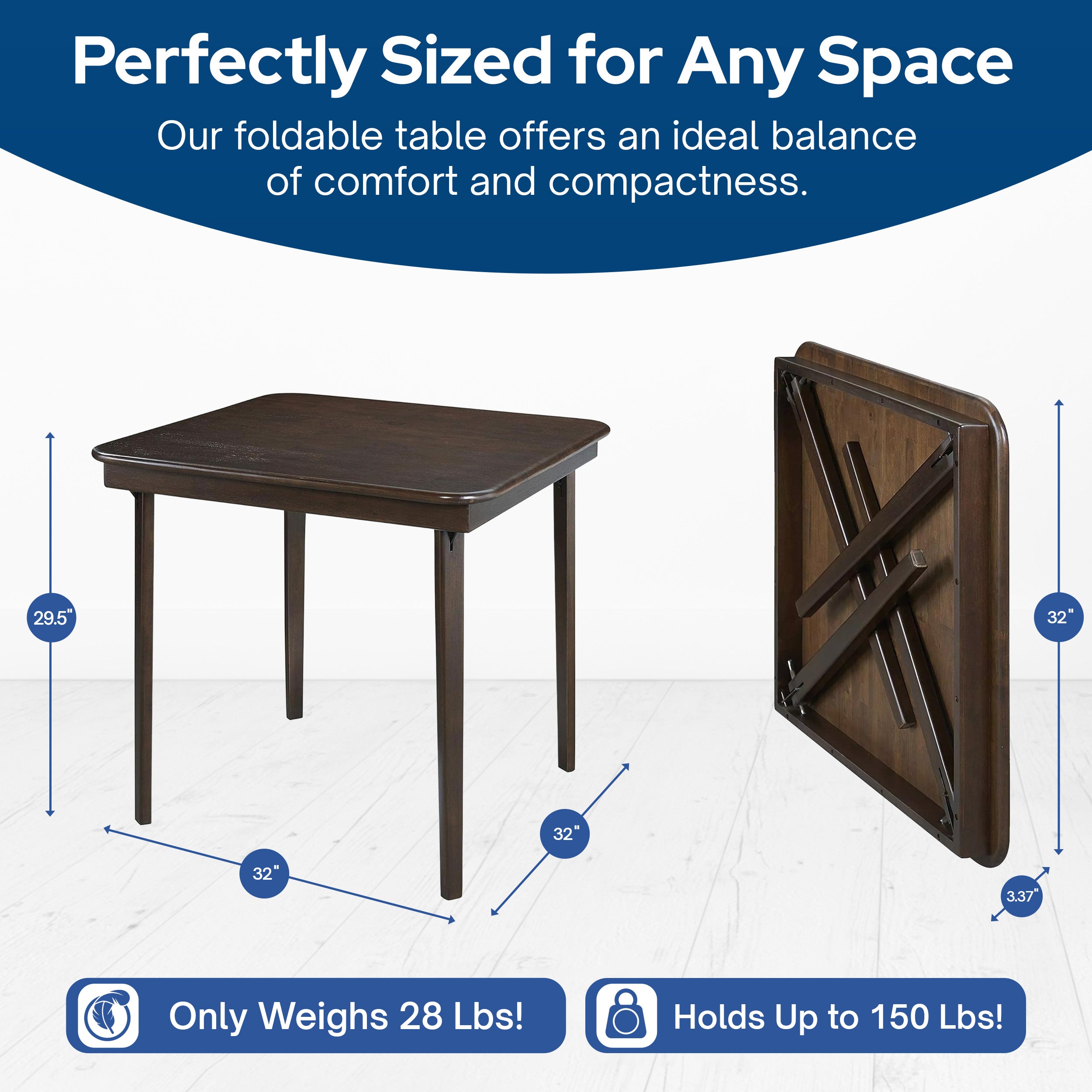 MECO Stakmore Classic Straight Edge Wood Folding Table, Espresso Frame(Open Box)