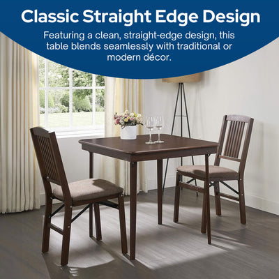MECO Stakmore Classic Straight Edge Wood Folding Table, Espresso Frame(Open Box) - VMInnovations