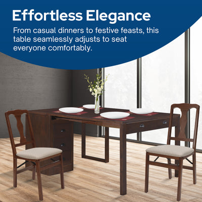 MECO Stakmore Wooden Made Expandable Desk with Ottoman and 3 Functioning Drawers - VMInnovations