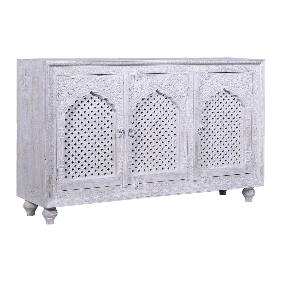 Maven Lane Handmade Wooden Sideboard in White Distressed Finish (Open Box) - VMInnovations