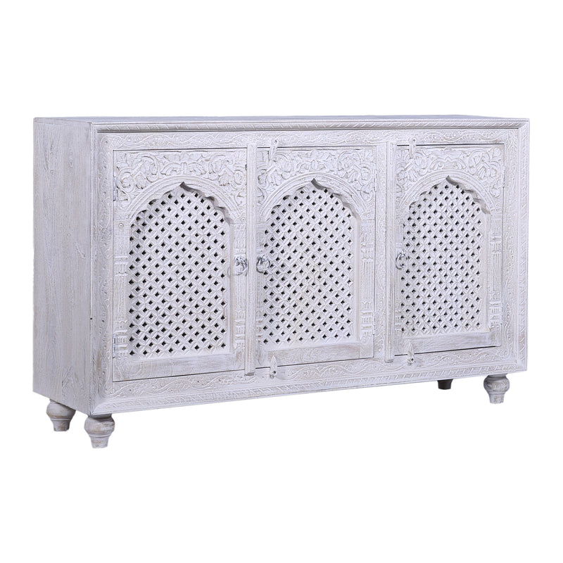 Patrin Nomad Wooden Sideboard in White Distressed Finish
