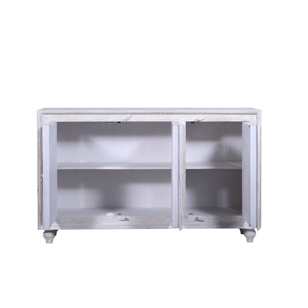 Maven Lane Handmade Wooden Sideboard in White Distressed Finish (Open Box) - VMInnovations