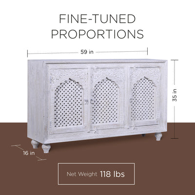 Patrin Nomad Wooden Sideboard in White Distressed Finish - VMInnovations