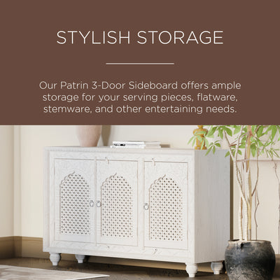 Patrin Nomad Wooden Sideboard in White Distressed Finish - VMInnovations