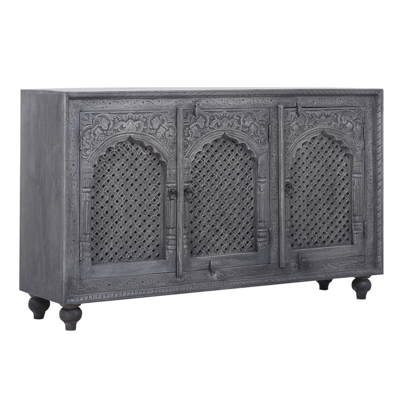 Patrin Nomad Wooden Sideboard in Grey Distressed Finish